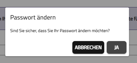 Screenshot Bestätigung Passwortänderung im Nutzerprofil