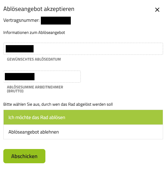 Ich möchte das Rad ablösen Button