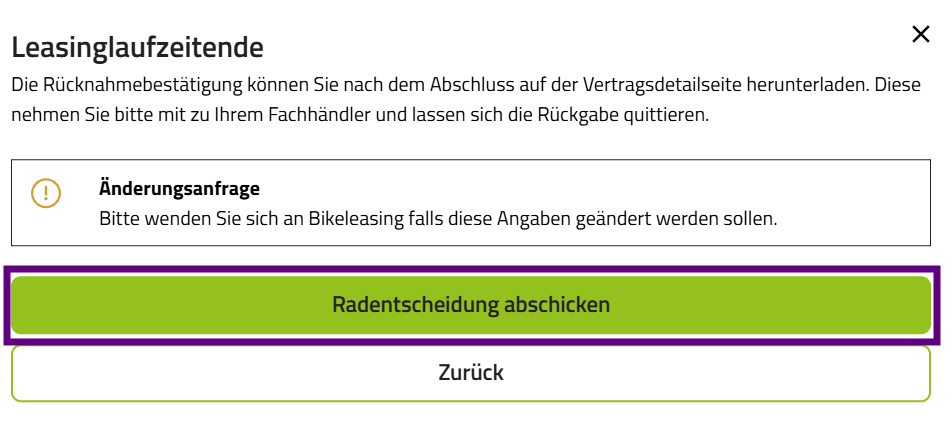 Screenshot finale Rückgabe