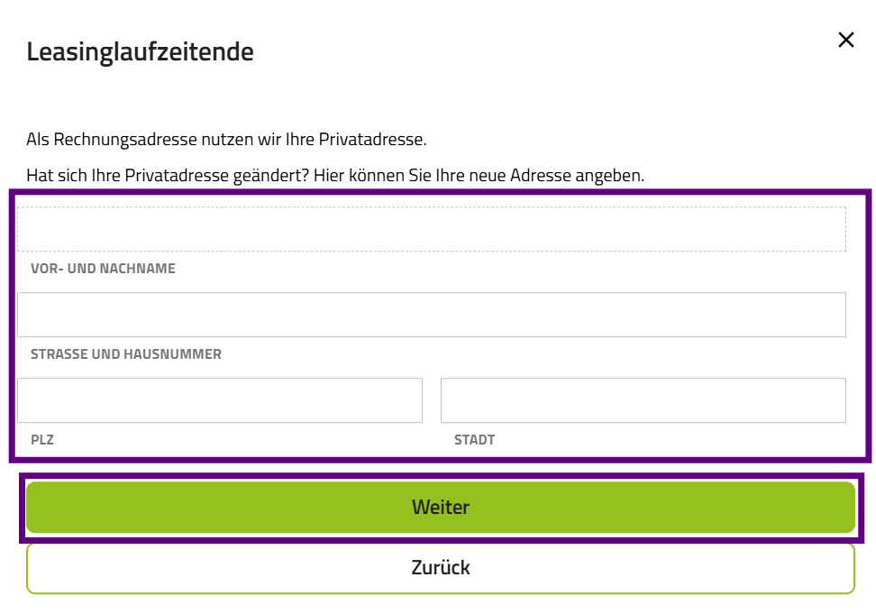 Screenshot persönliche Daten Leasingende
