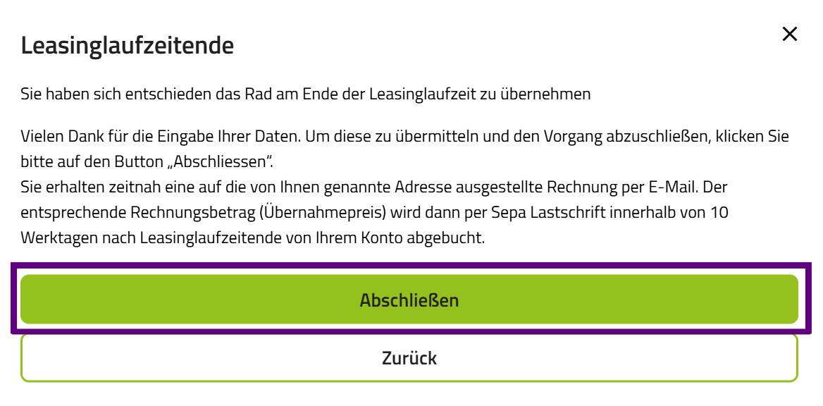 Screenshot Bestätigung Leasingende