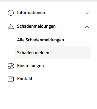 Screenshot Schaden melden
